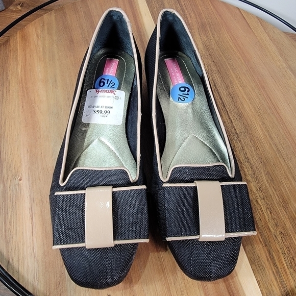 Isaac Mizrahi Linen Bow Front Square Toe Flats Size 6.5 - Picture 8 of 17
